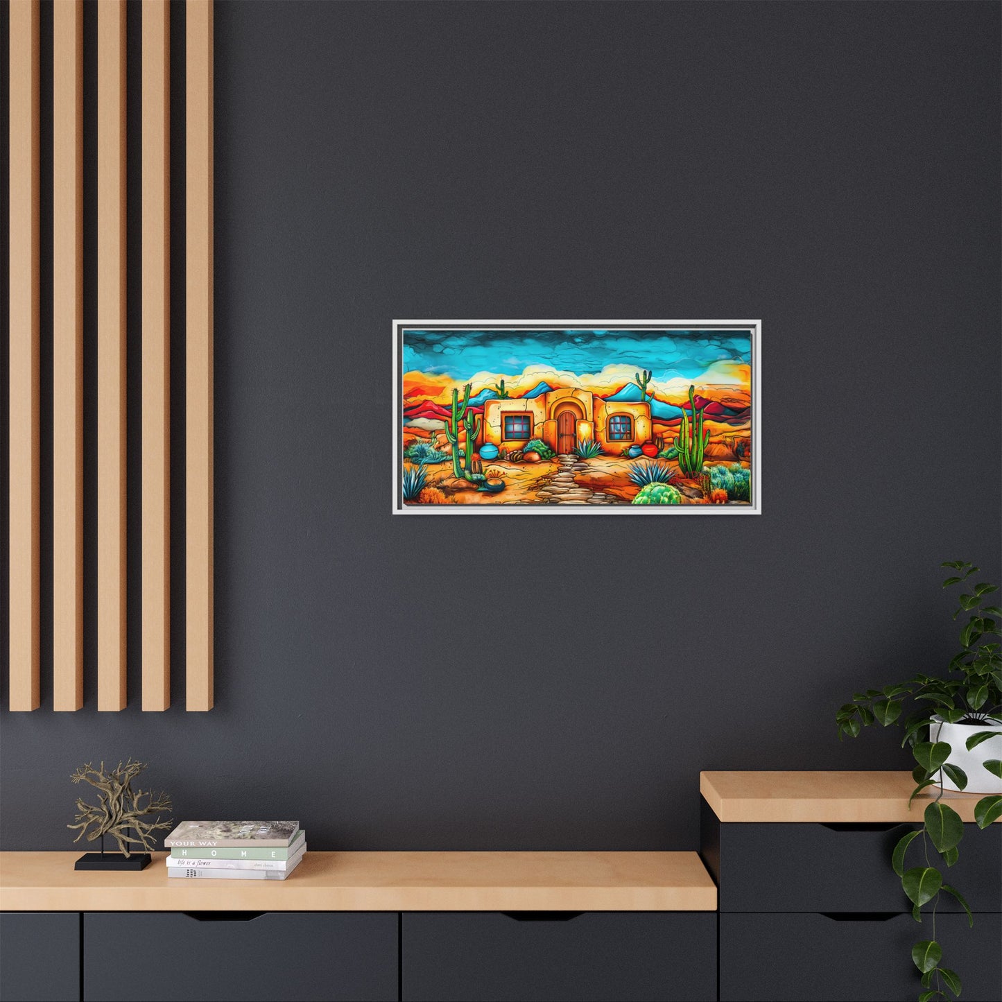 "La Casa de Adobe" A Vibrant and Colorful Canvas Print, Desert Southwest Wall Art - Original Artwork by Rickie O. Pauley