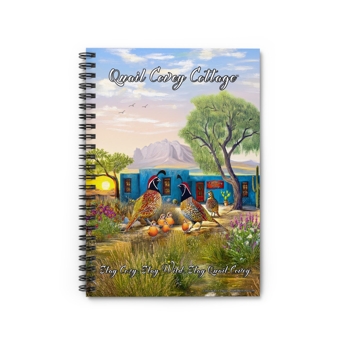 "Quail Covey Cottage" Charming Spiral Notebook - Perfect for Writers, Note-Taking, Journaling, Gifts, Cozy Cottage Vibe