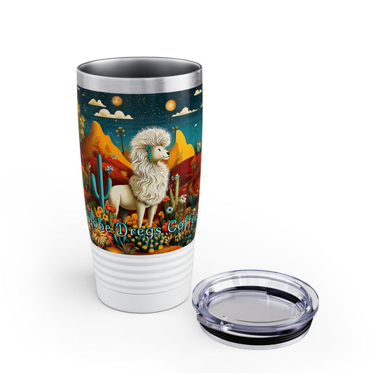 "Chiracahua Chaga" Ringneck Tumbler - 20oz - Adobe Dregs Coffee™ Colorful Desert Scene Travel Mug