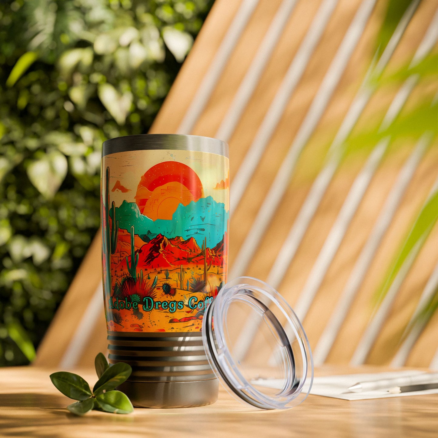"Saguaro Sunset" 20oz Ringneck Tumbler, Desert Themed Design from Adobe Dregs Coffee