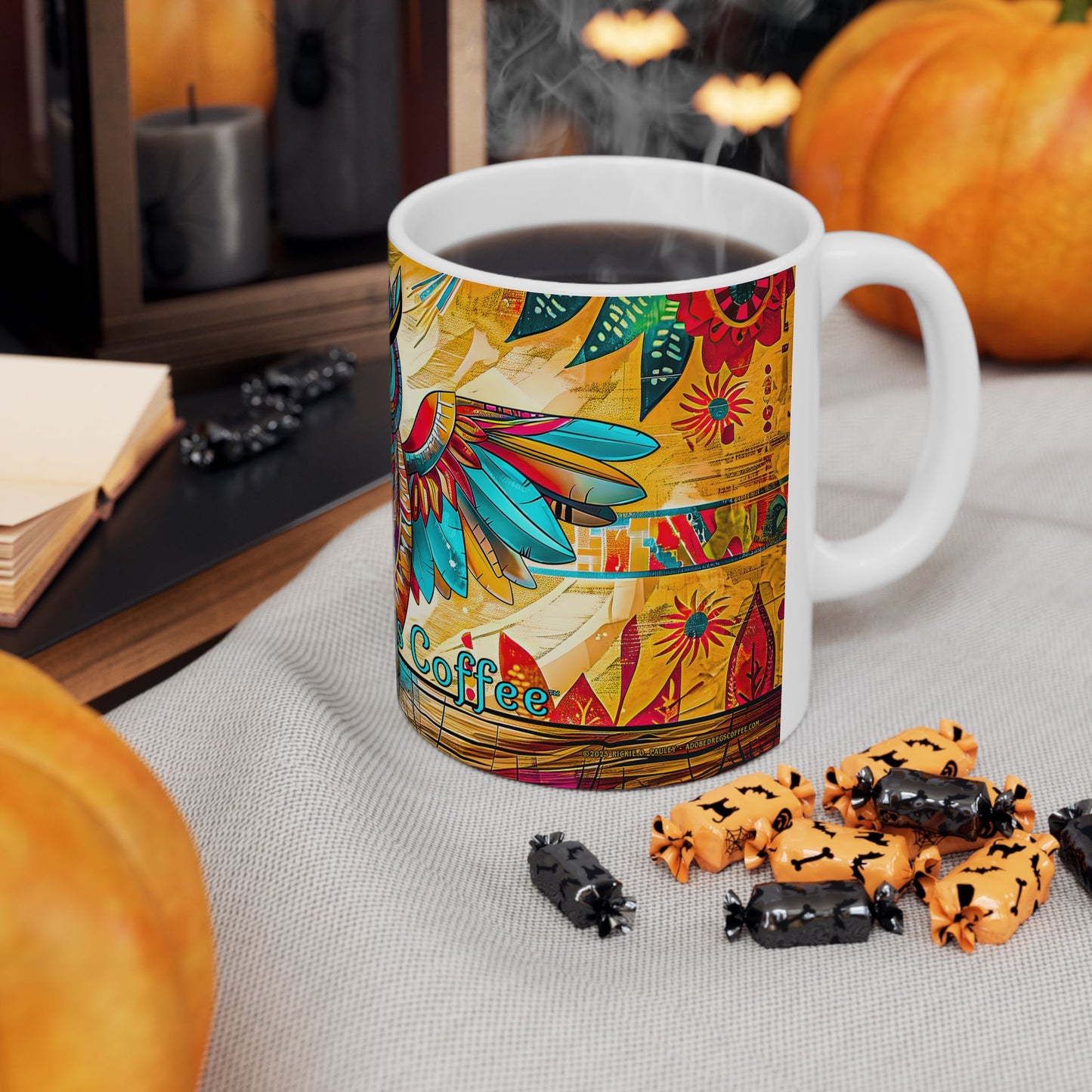 "Owlpaccino" Colorful Owl Ceramic Mug - Available 11oz & 15oz Sizes -Original Artwork by Rickie O. Pauley
