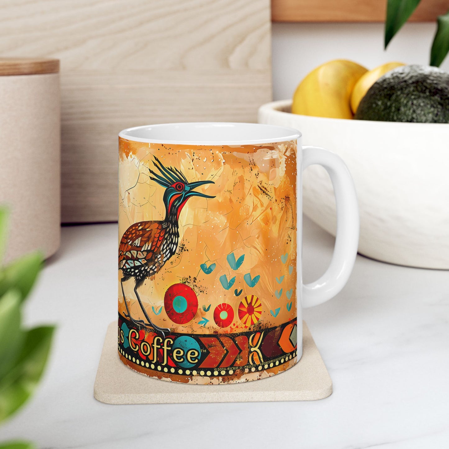 "Pajaro Correcamino" or "Roadrunner" Colorful Ceramic Mug - Available in 11oz and 15oz Sizes