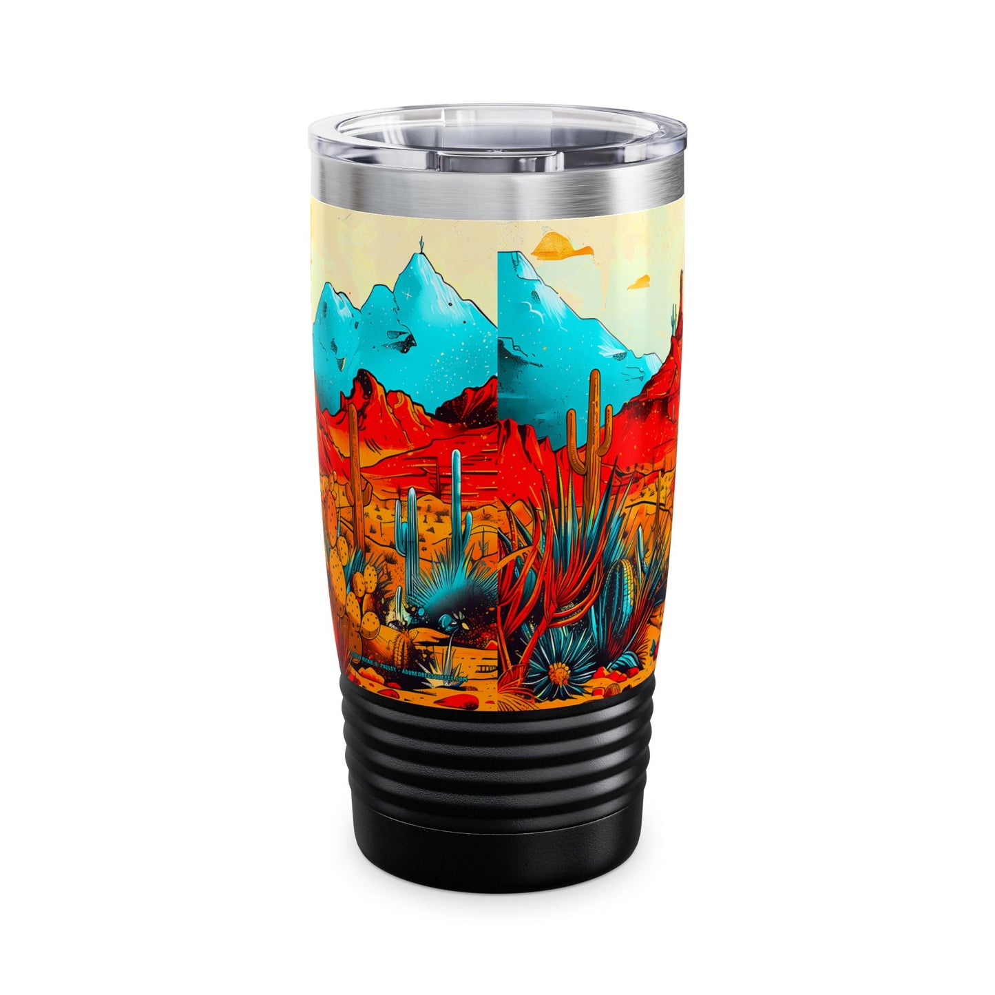 "Saguaro Sunset" 20oz Ringneck Tumbler, Desert Themed Design from Adobe Dregs Coffee