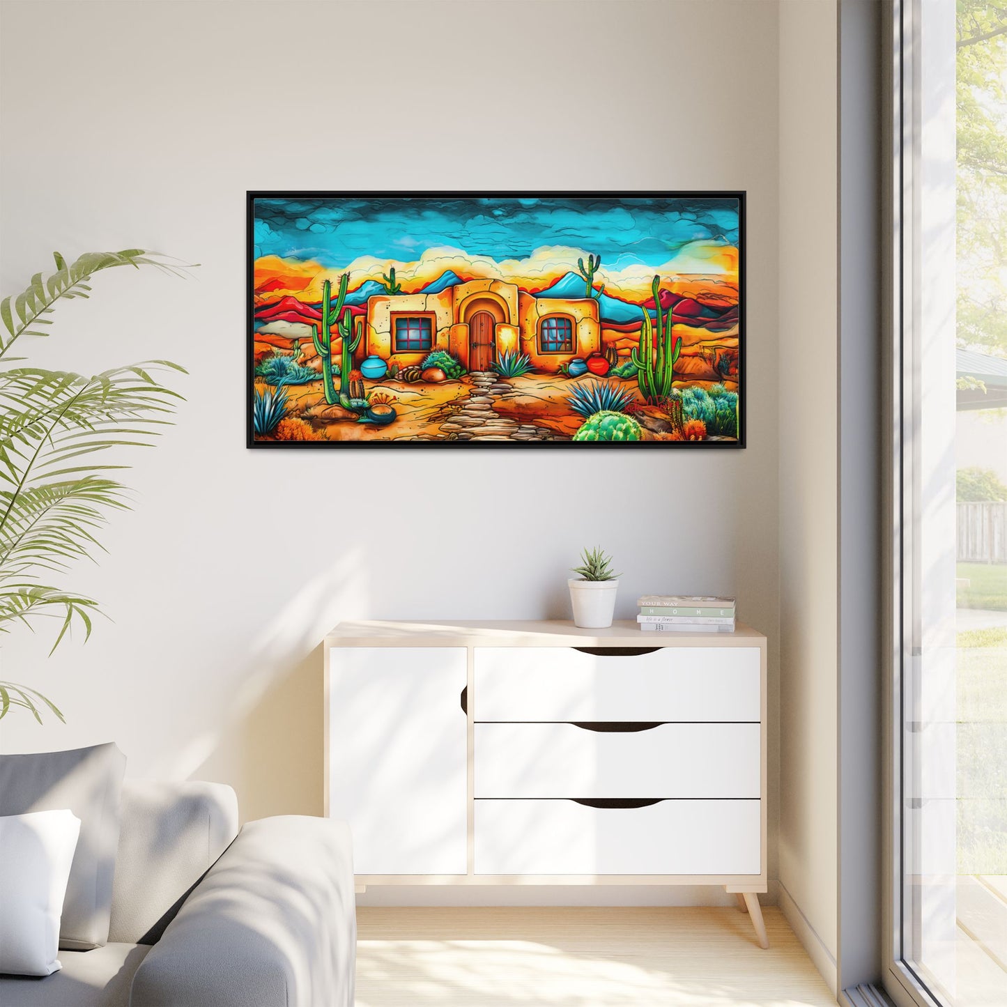 "La Casa de Adobe" A Vibrant and Colorful Canvas Print, Desert Southwest Wall Art - Original Artwork by Rickie O. Pauley