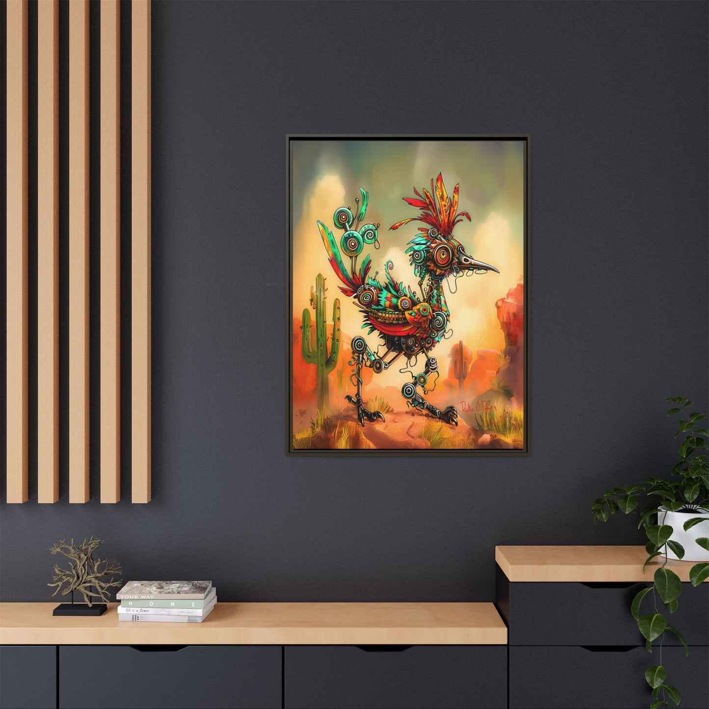 "Roadrunner Bot Bot" Framed Art, 6 sizes, 3 frame colors - Desert Art Lovers, Wall Art