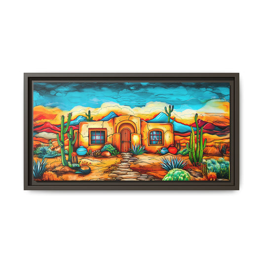 "La Casa de Adobe" A Vibrant and Colorful Canvas Print, Desert Southwest Wall Art - Original Artwork by Rickie O. Pauley