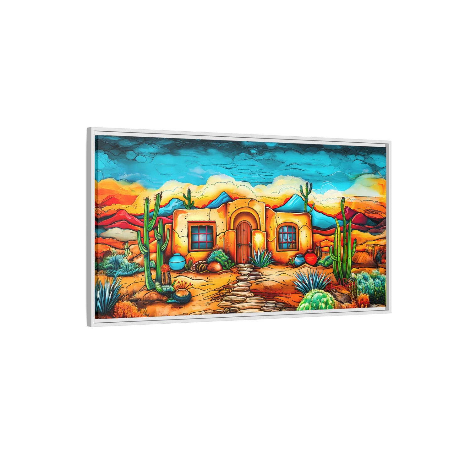 "La Casa de Adobe" A Vibrant and Colorful Canvas Print, Desert Southwest Wall Art - Original Artwork by Rickie O. Pauley