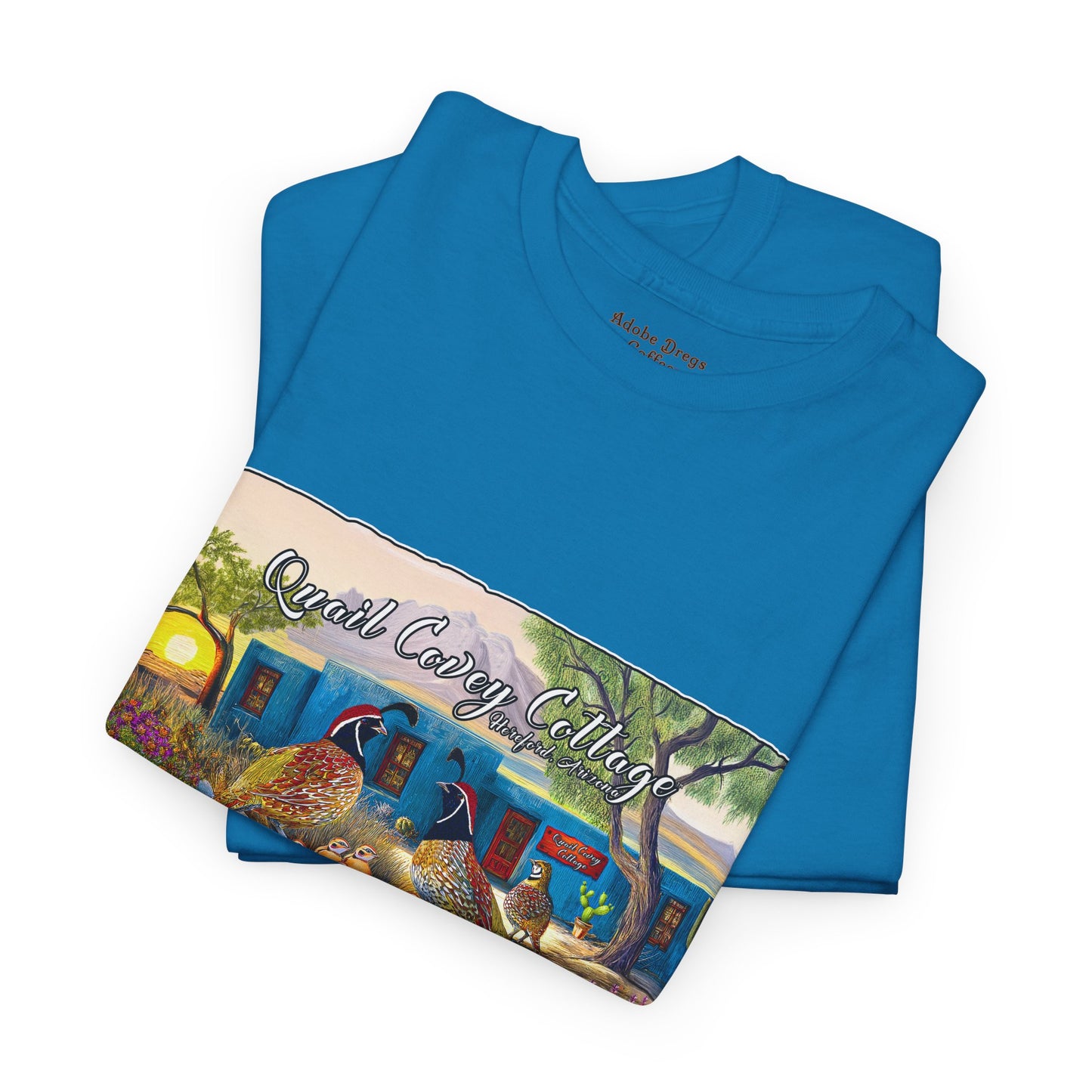 "Quail Covey Cottage" Nature-Inspired Unisex Heavy Cotton Tee, Casual Shirt, Graphic Tee, Eco-Friendly Fashion, Outdoor Adventure Wear