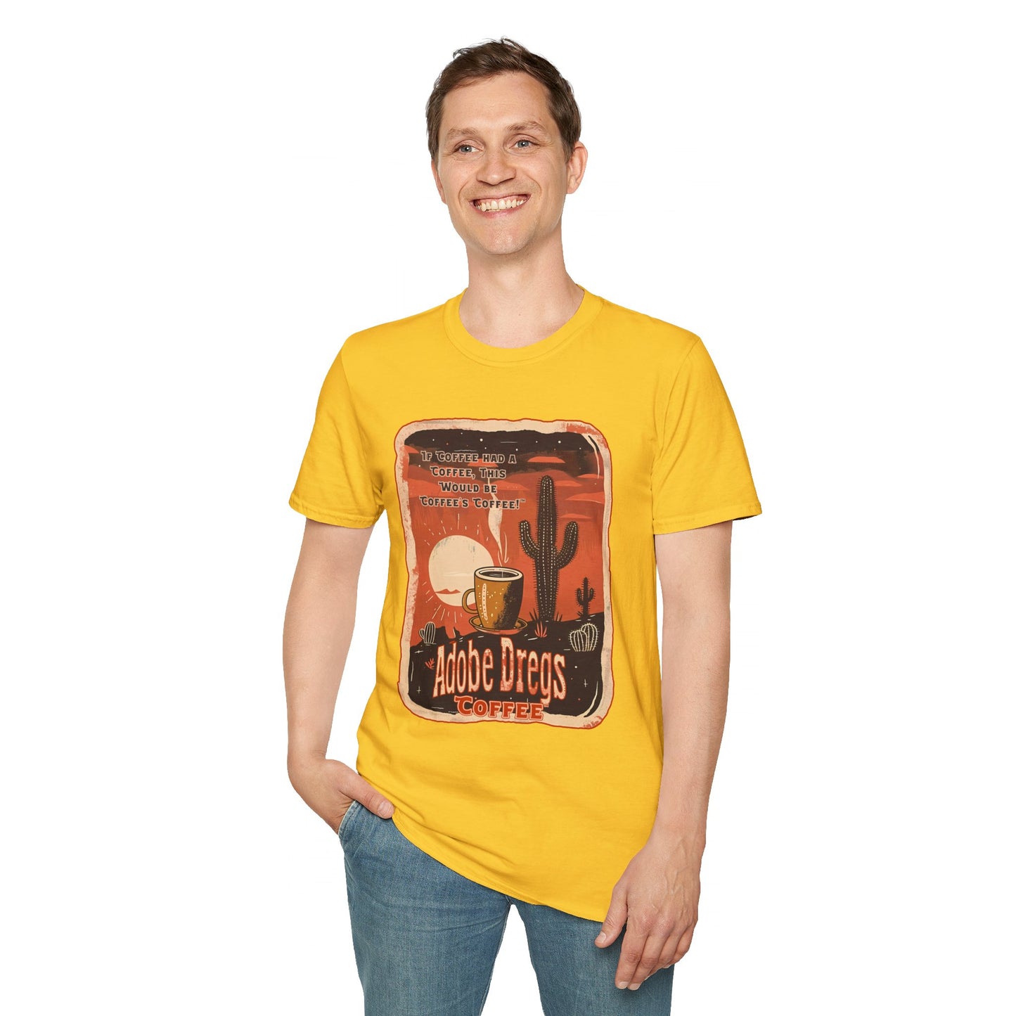 "Late Night Sips" Unisex Softstyle T-Shirt from Adobe Dregs Coffee Stash™