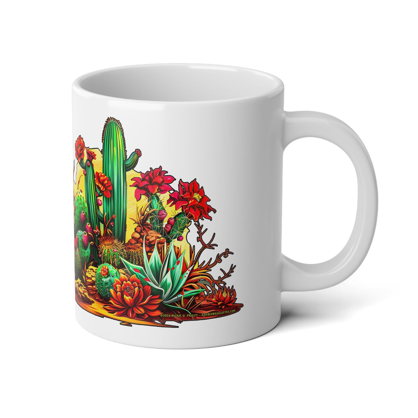 "Arizona Wild" Vibrant Cactus Jumbo Mug - 20oz, Southwestern Style Coffee Cup, Perfect Gift for Plant Lovers, Home Decor, Housewarming
