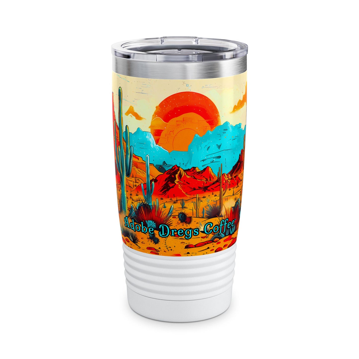 "Saguaro Sunset" 20oz Ringneck Tumbler, Desert Themed Design from Adobe Dregs Coffee