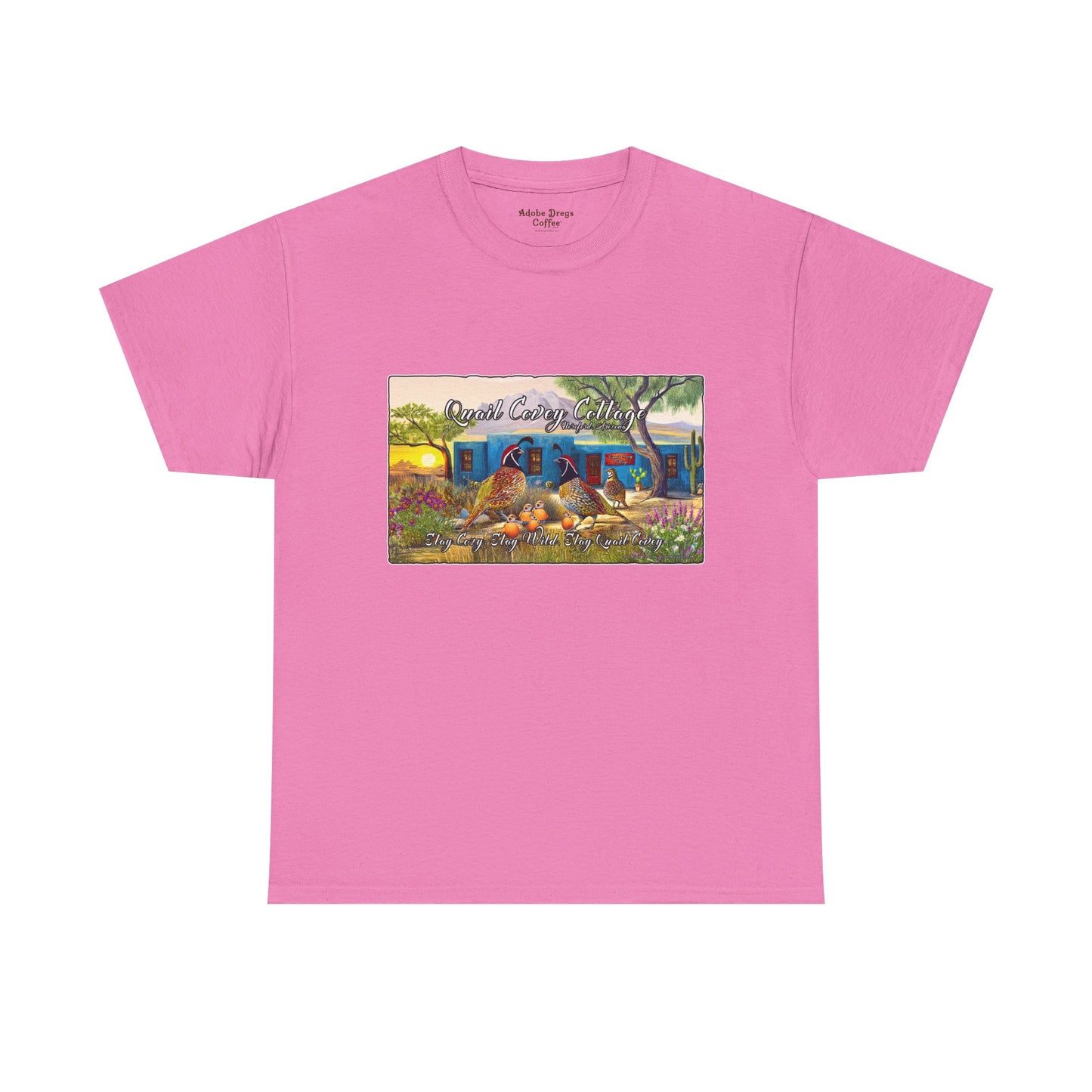"Quail Covey Cottage" Nature-Inspired Unisex Heavy Cotton Tee, Casual Shirt, Graphic Tee, Eco-Friendly Fashion, Outdoor Adventure Wear