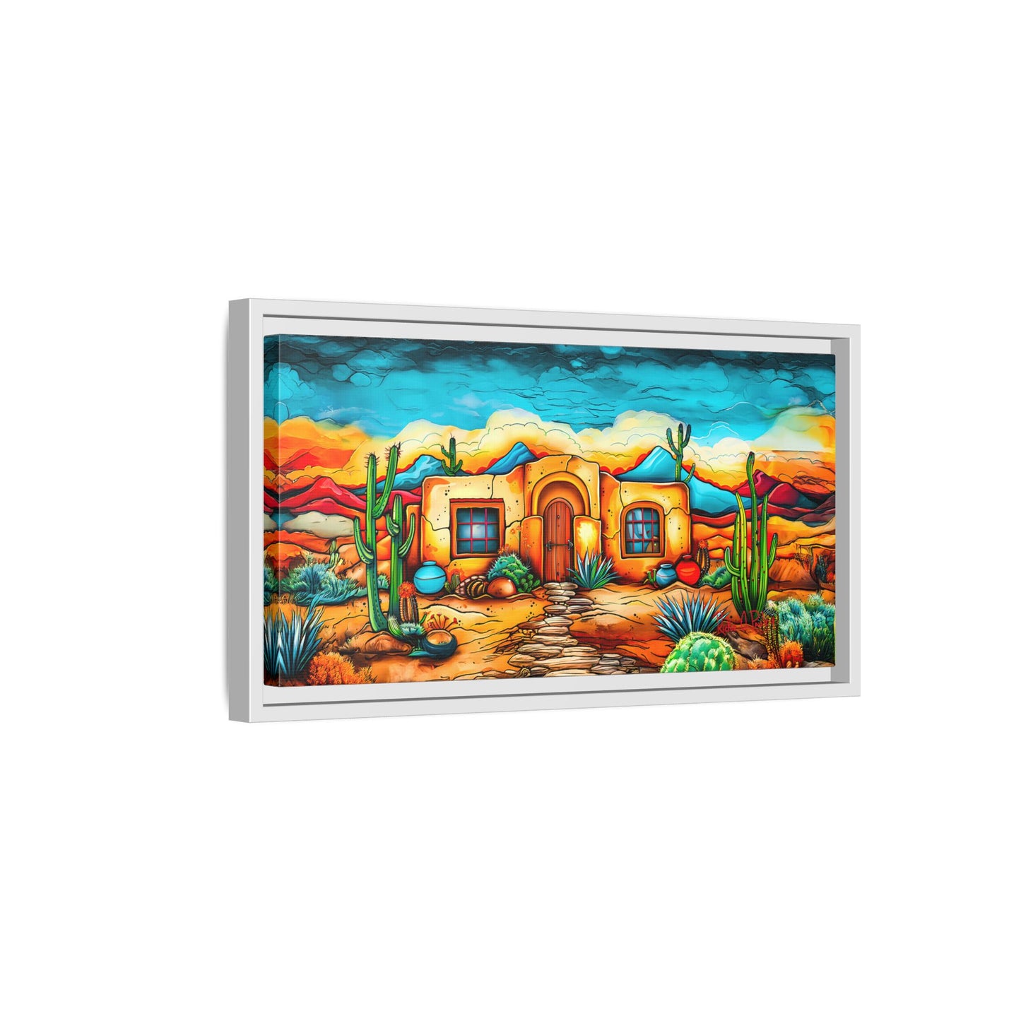 "La Casa de Adobe" A Vibrant and Colorful Canvas Print, Desert Southwest Wall Art - Original Artwork by Rickie O. Pauley