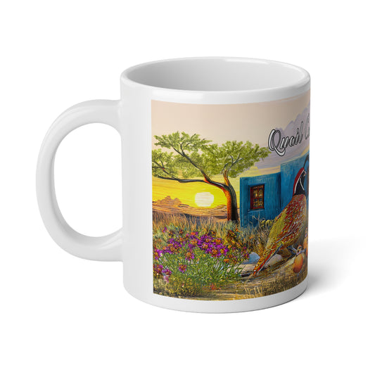 "Quail Covey Cottage" Jumbo Mug, 20oz - Ideal for Coffee Lovers, Perfect Gift for Nature Enthusiasts, Desert Southwest Home Decor, Kitchenware