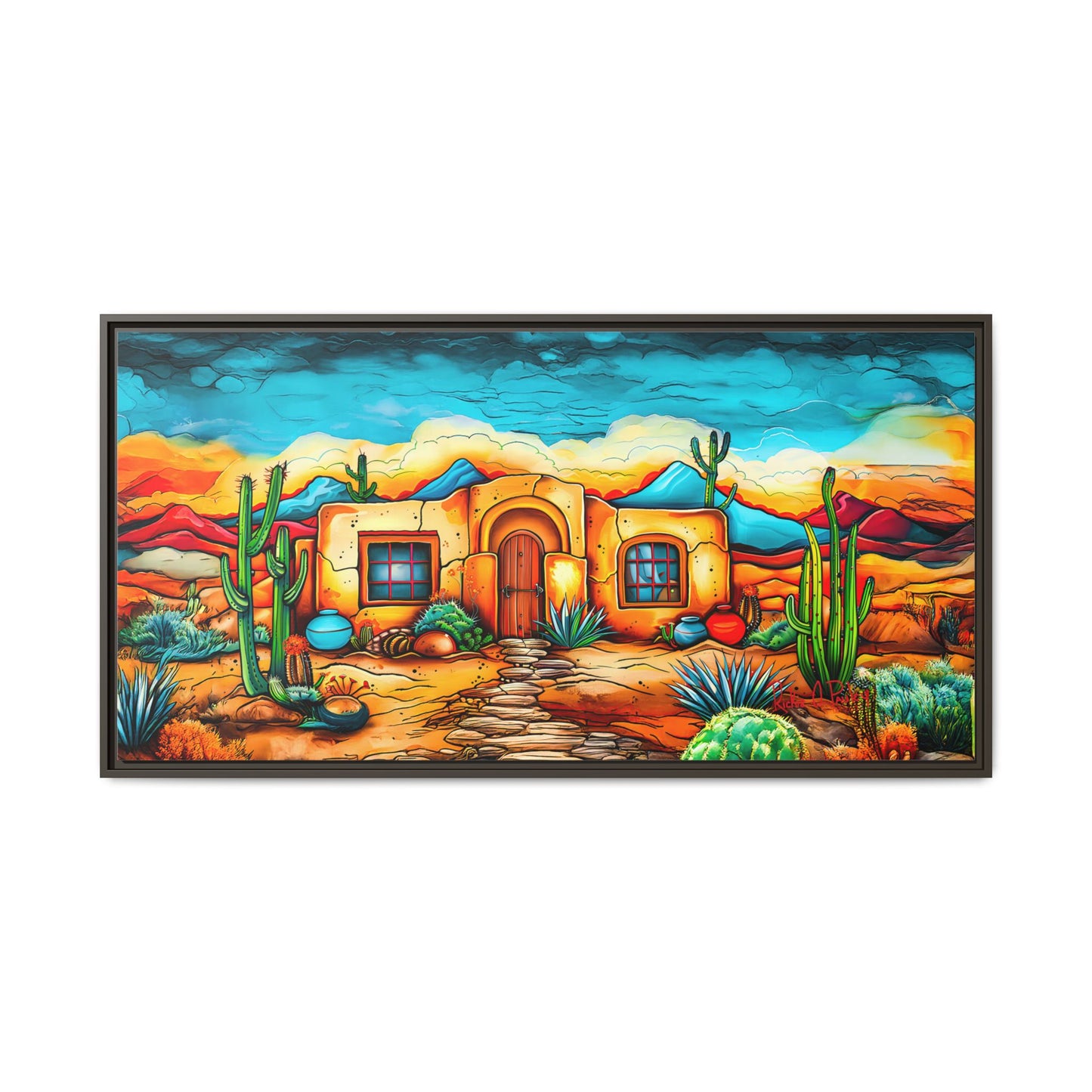 "La Casa de Adobe" A Vibrant and Colorful Canvas Print, Desert Southwest Wall Art - Original Artwork by Rickie O. Pauley