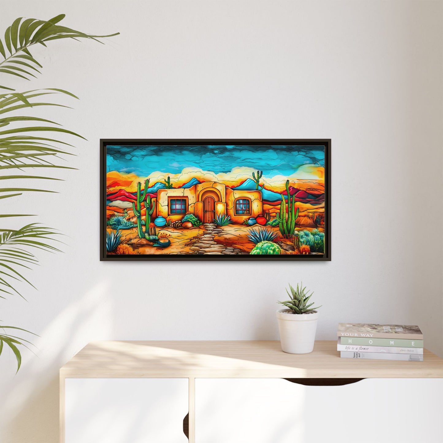 "La Casa de Adobe" A Vibrant and Colorful Canvas Print, Desert Southwest Wall Art - Original Artwork by Rickie O. Pauley