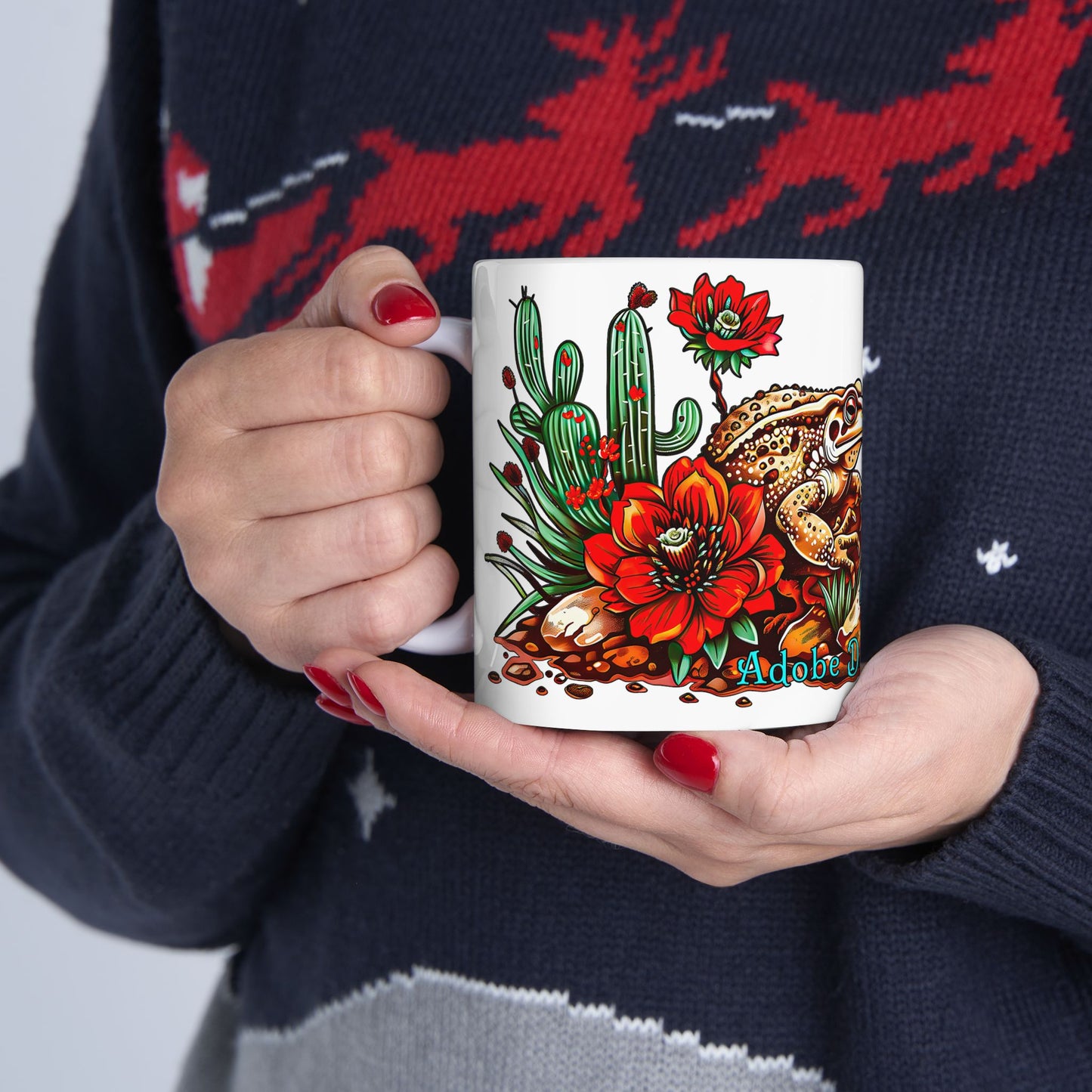 "Printz Ribbitz" - Ceramic Mug, Vibrant Frog and Cacti Mug - Available in both 11oz and 15oz Sizes, Cute Frog Gift Mug!
