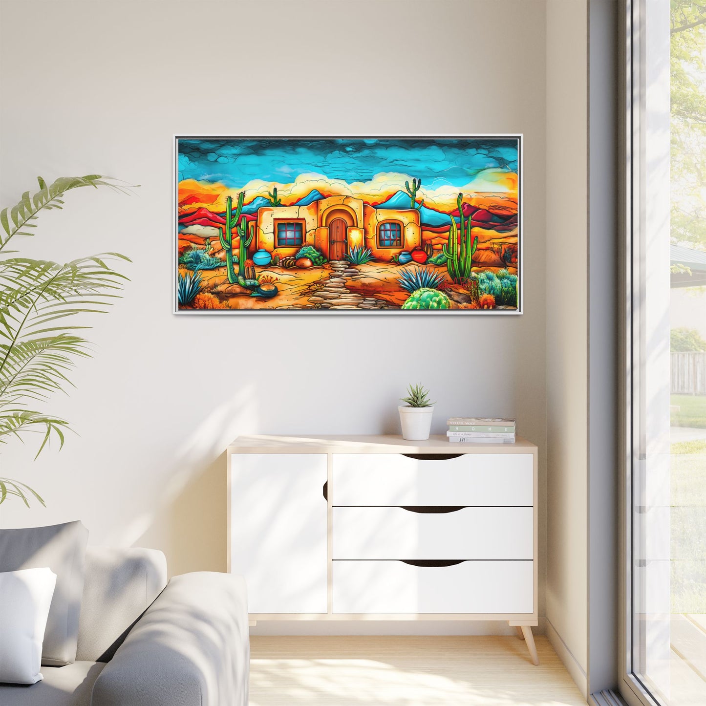 "La Casa de Adobe" A Vibrant and Colorful Canvas Print, Desert Southwest Wall Art - Original Artwork by Rickie O. Pauley