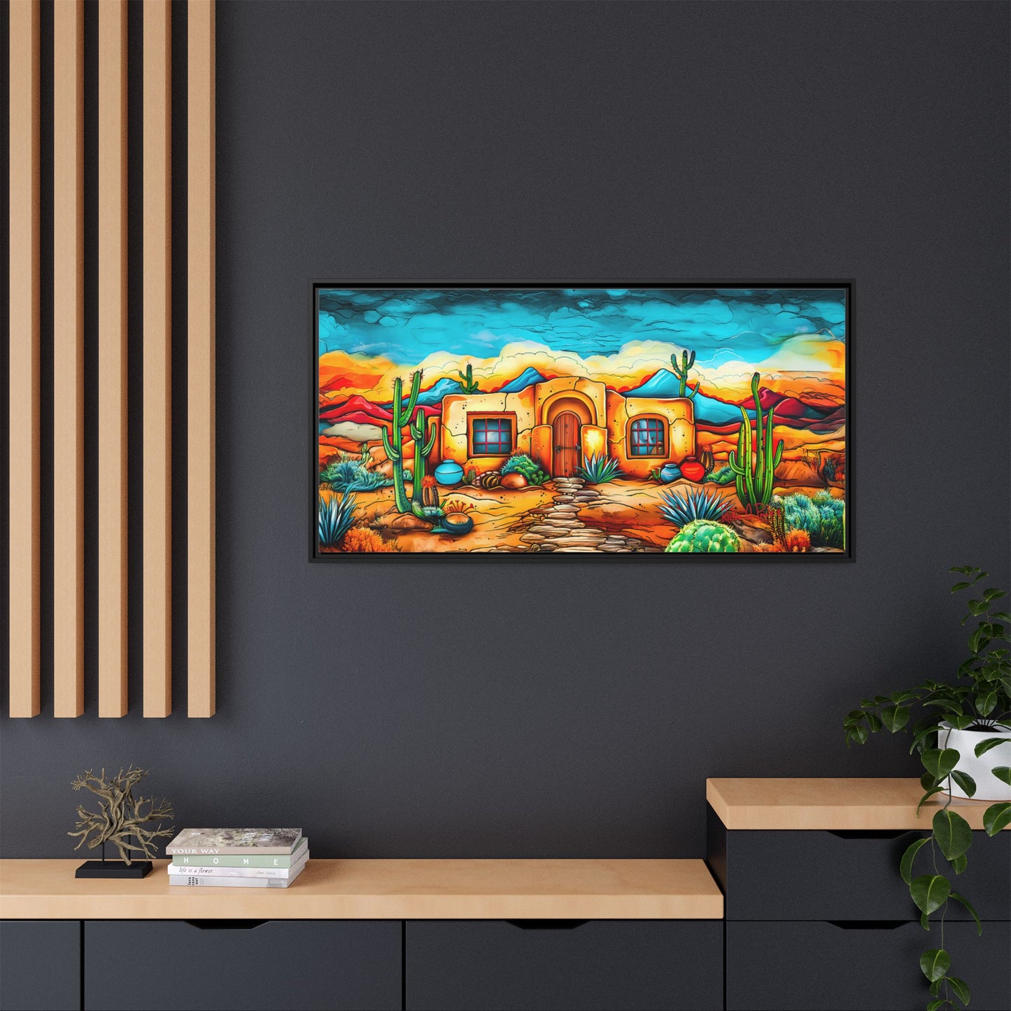"La Casa de Adobe" A Vibrant and Colorful Canvas Print, Desert Southwest Wall Art - Original Artwork by Rickie O. Pauley
