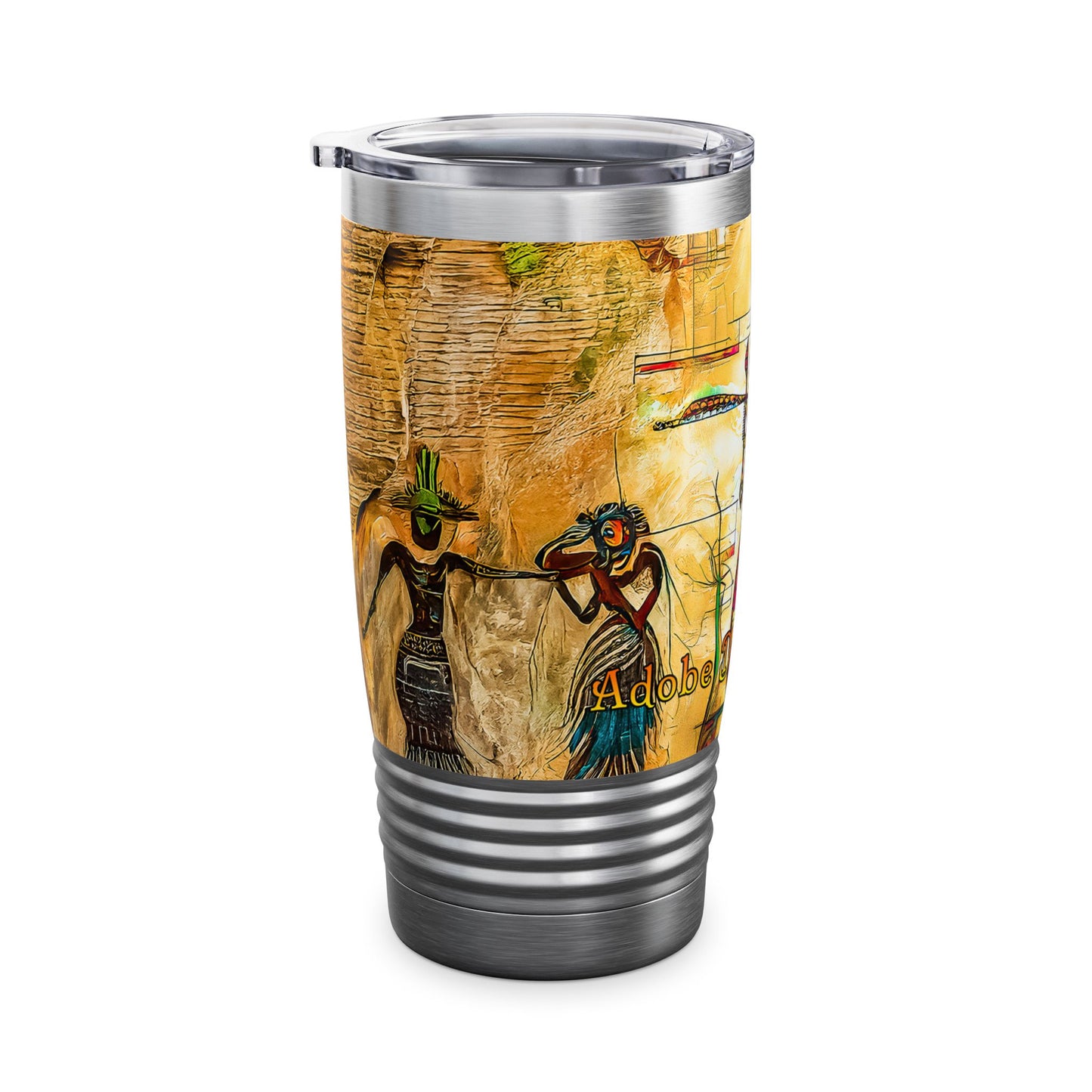 "Ocotillo Arroyo" A Colorful Desert Themed Stainless Steel Ringneck Tumbler | 20oz Tumbler for Coffee Lovers