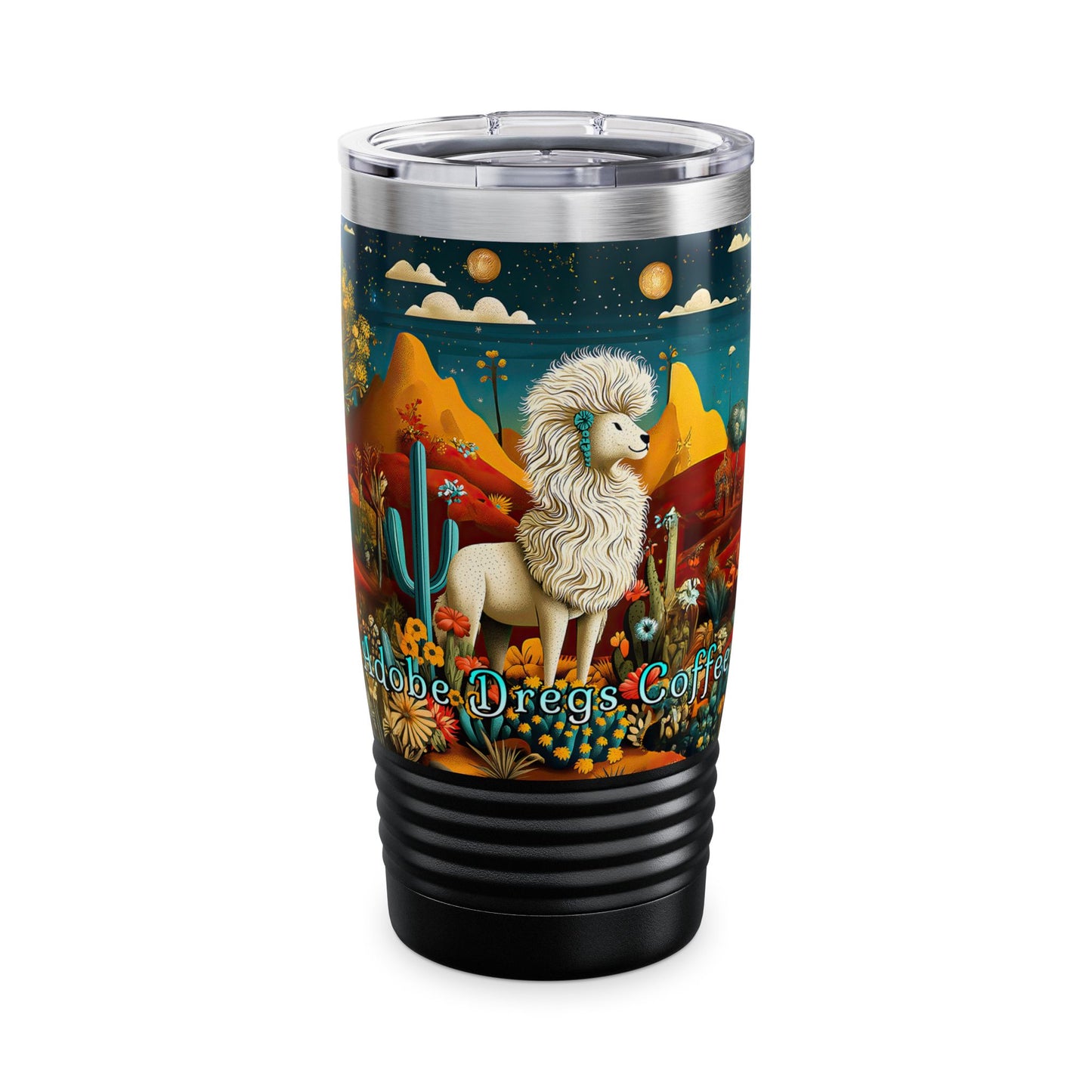 "Chiracahua Chaga" Ringneck Tumbler - 20oz - Adobe Dregs Coffee™ Colorful Desert Scene Travel Mug
