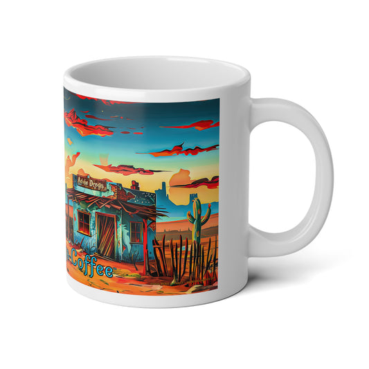 "The Coffee Shack" Southwest Design Jumbo Mug, 20oz - Original Artwork by Rickie O. Pauley