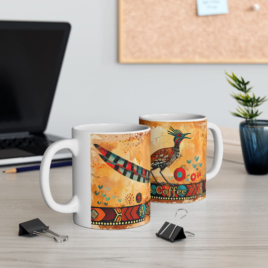 "Pajaro Correcamino" or "Roadrunner" Colorful Ceramic Mug - Available in 11oz and 15oz Sizes