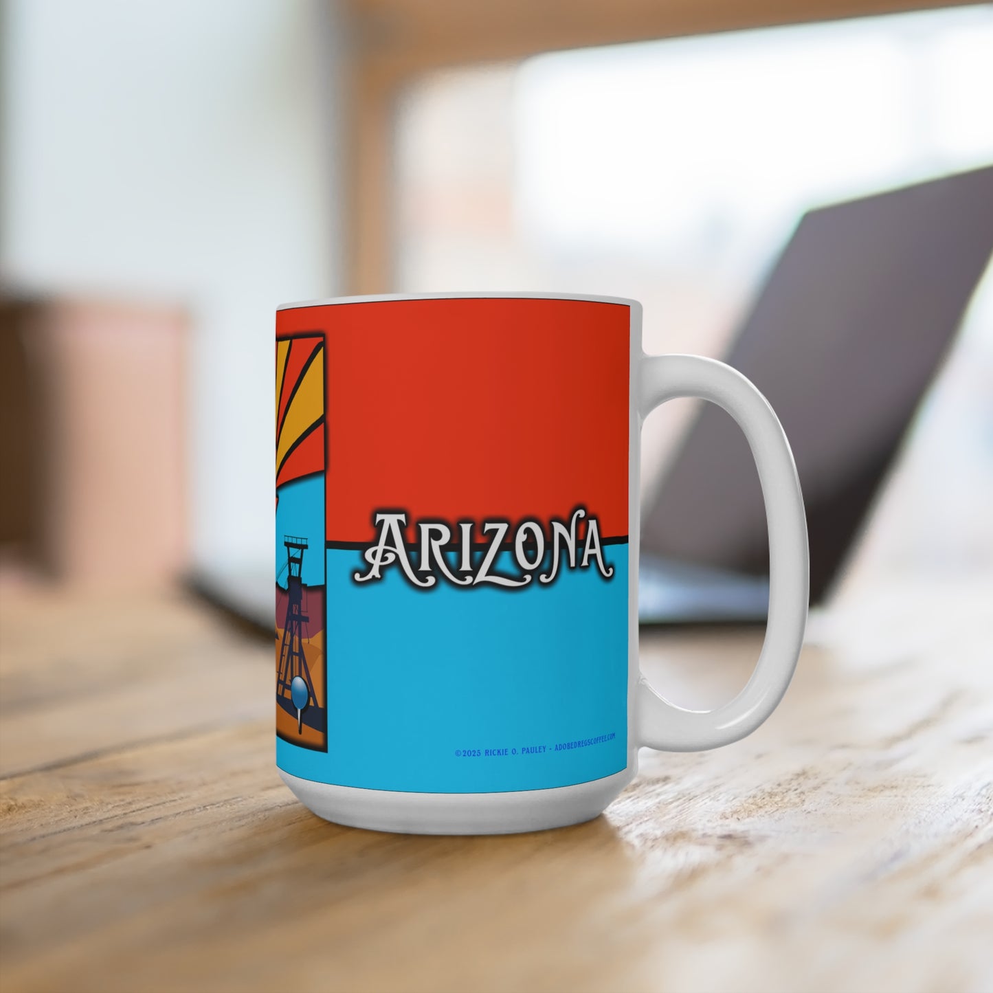 Bisbee, Arizona 15oz Mug - Vibrant Souvenir Coffee Cup with State Map & Sunshine Design