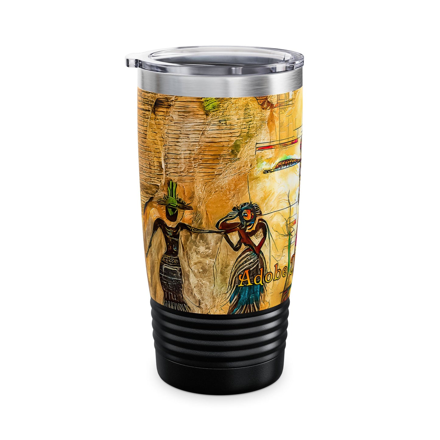 "Ocotillo Arroyo" A Colorful Desert Themed Stainless Steel Ringneck Tumbler | 20oz Tumbler for Coffee Lovers