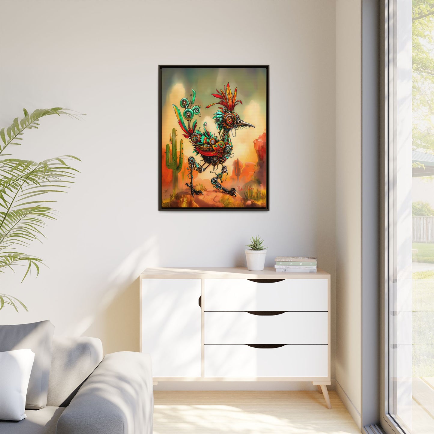 "Roadrunner Bot Bot" Framed Art, 6 sizes, 3 frame colors - Desert Art Lovers, Wall Art