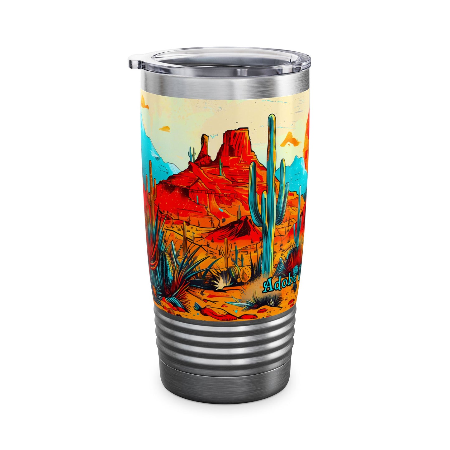 "Saguaro Sunset" 20oz Ringneck Tumbler, Desert Themed Design from Adobe Dregs Coffee