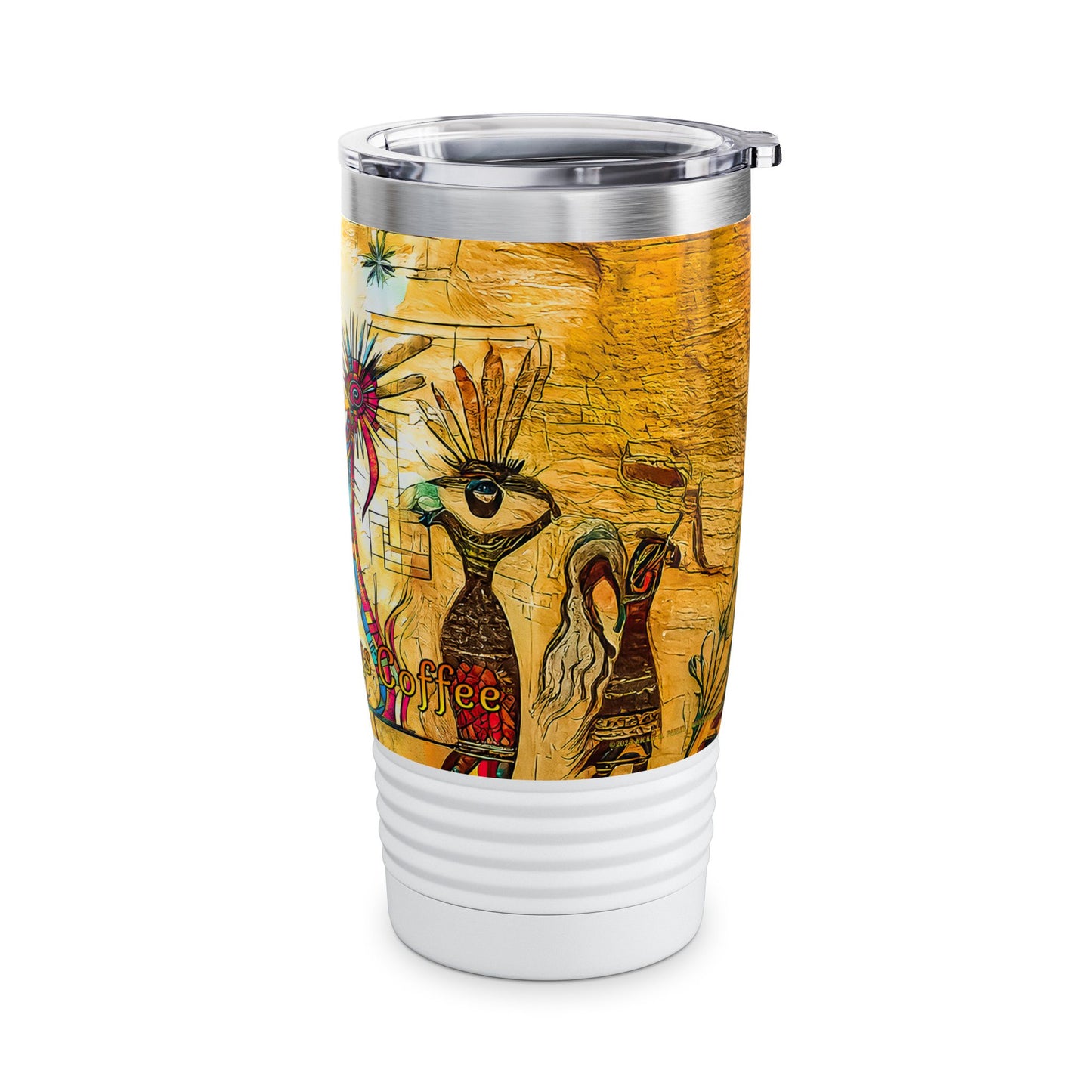 "Ocotillo Arroyo" A Colorful Desert Themed Stainless Steel Ringneck Tumbler | 20oz Tumbler for Coffee Lovers