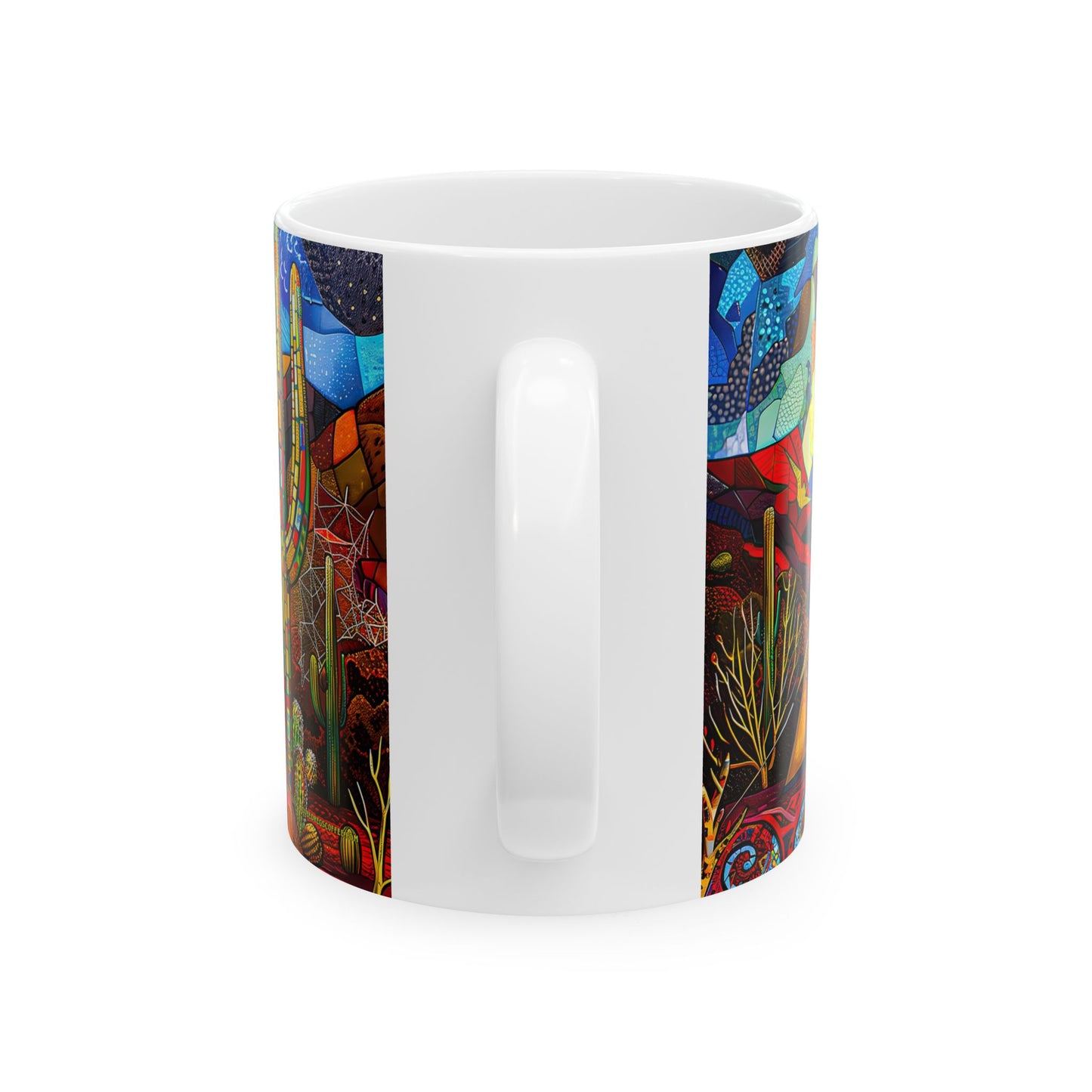 "A Patchwork Desert Camp" Vibrant Ceramic Mug - Available in 11oz and 15oz Sizes