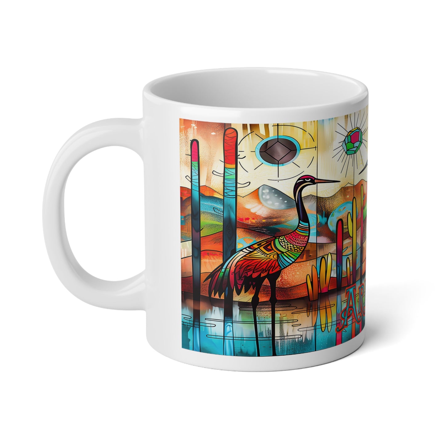 "Sandhill Craze" Vibrant Arizona Jumbo Mug - 20oz Colorful Desert Landscape