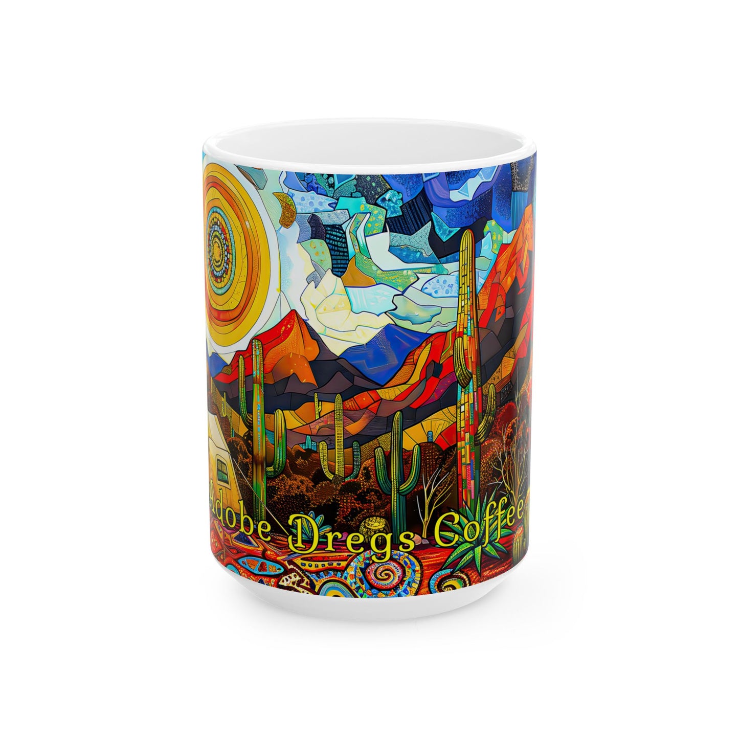 "A Patchwork Desert Camp" Vibrant Ceramic Mug - Available in 11oz and 15oz Sizes