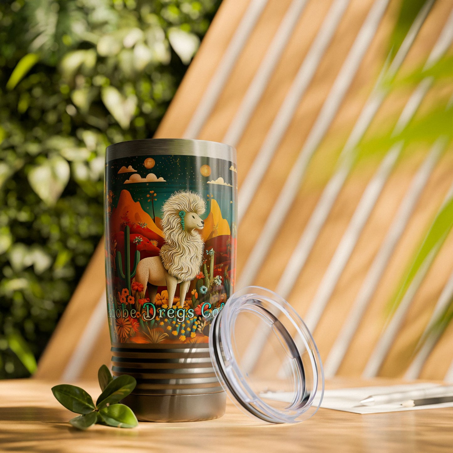"Chiracahua Chaga" Ringneck Tumbler - 20oz - Adobe Dregs Coffee™ Colorful Desert Scene Travel Mug