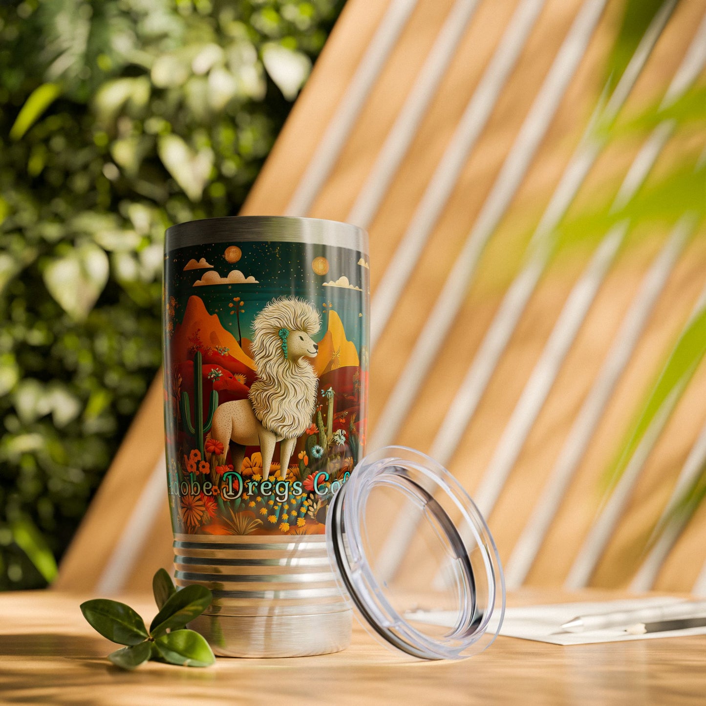 "Chiracahua Chaga" Ringneck Tumbler - 20oz - Adobe Dregs Coffee™ Colorful Desert Scene Travel Mug