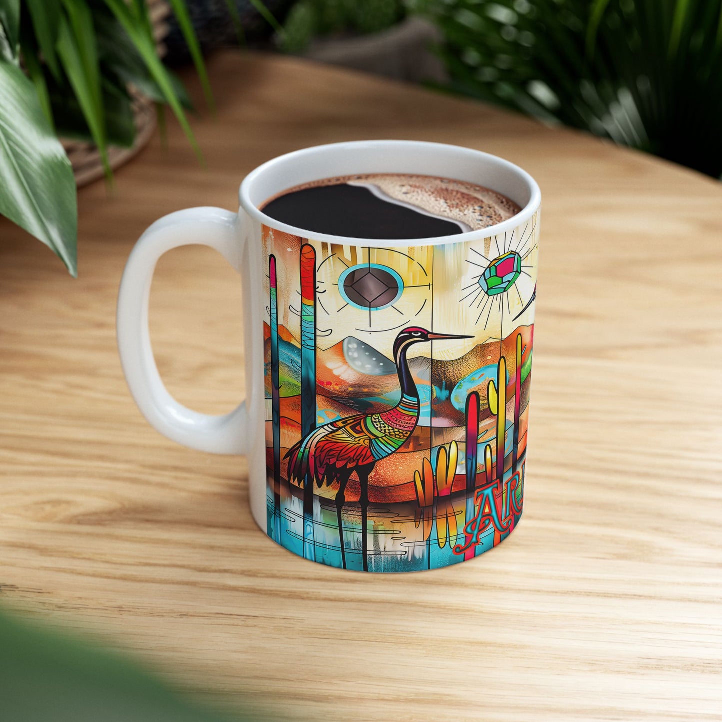 "Sandhill Craze" Colorful Arizona Sandhill Cranes 11oz and 15oz Ceramic Coffee/Tea Mug