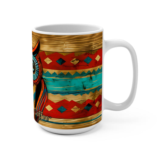 "Wise Old Owl" Colorful Owl Coffee Mug 15oz - Perfect for Nature Lovers & Coffee Enthusiasts