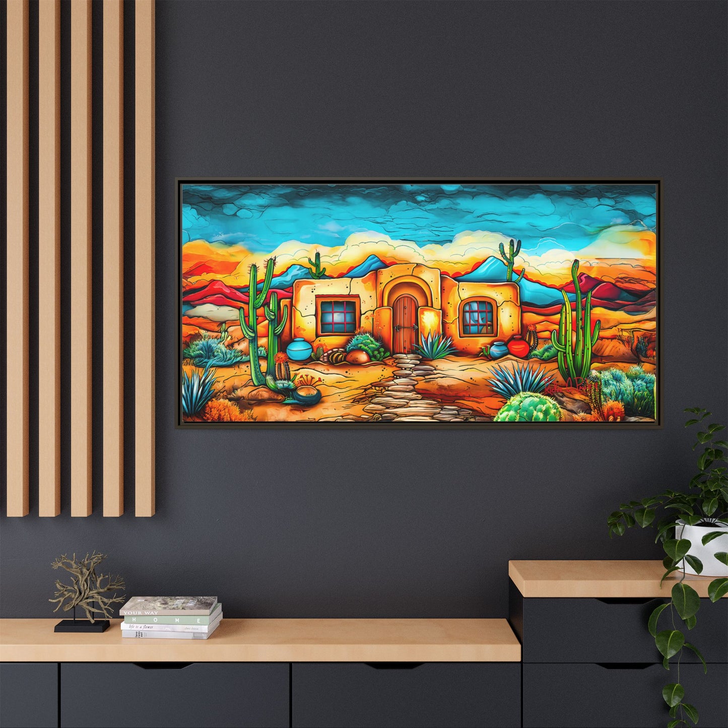 "La Casa de Adobe" A Vibrant and Colorful Canvas Print, Desert Southwest Wall Art - Original Artwork by Rickie O. Pauley