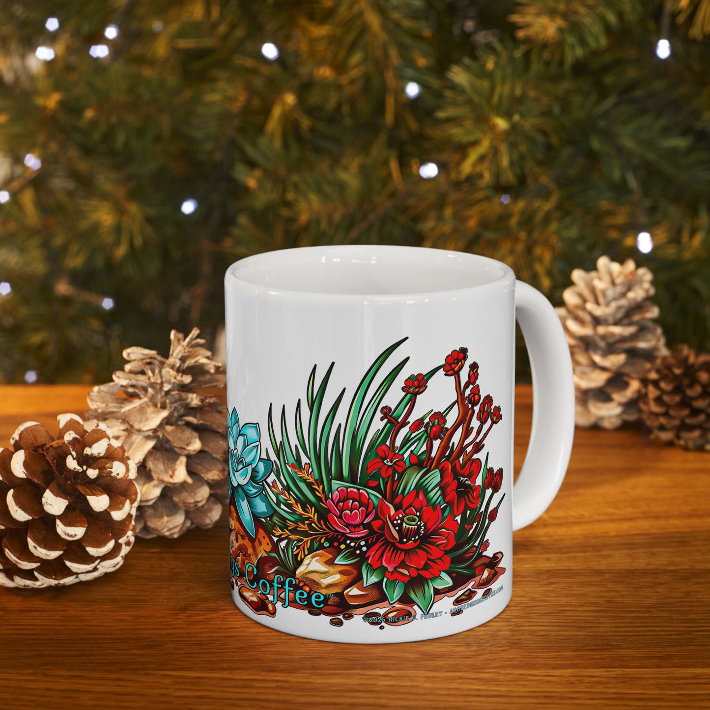 "Printz Ribbitz" - Ceramic Mug, Vibrant Frog and Cacti Mug - Available in both 11oz and 15oz Sizes, Cute Frog Gift Mug!