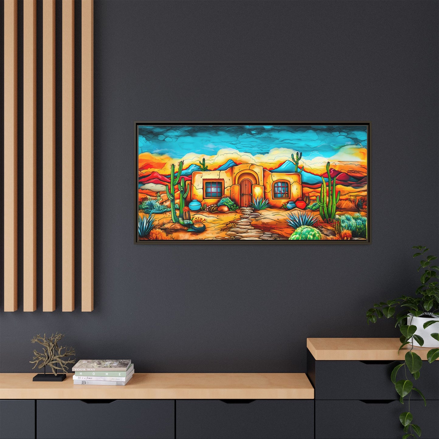 "La Casa de Adobe" A Vibrant and Colorful Canvas Print, Desert Southwest Wall Art - Original Artwork by Rickie O. Pauley
