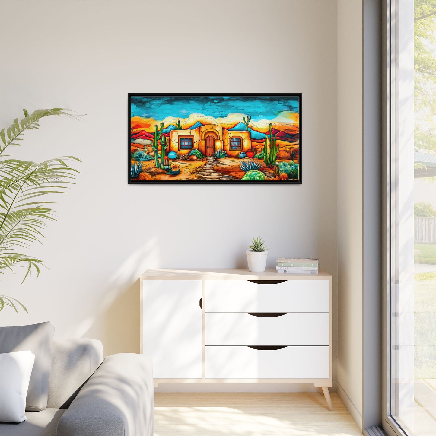 "La Casa de Adobe" A Vibrant and Colorful Canvas Print, Desert Southwest Wall Art - Original Artwork by Rickie O. Pauley