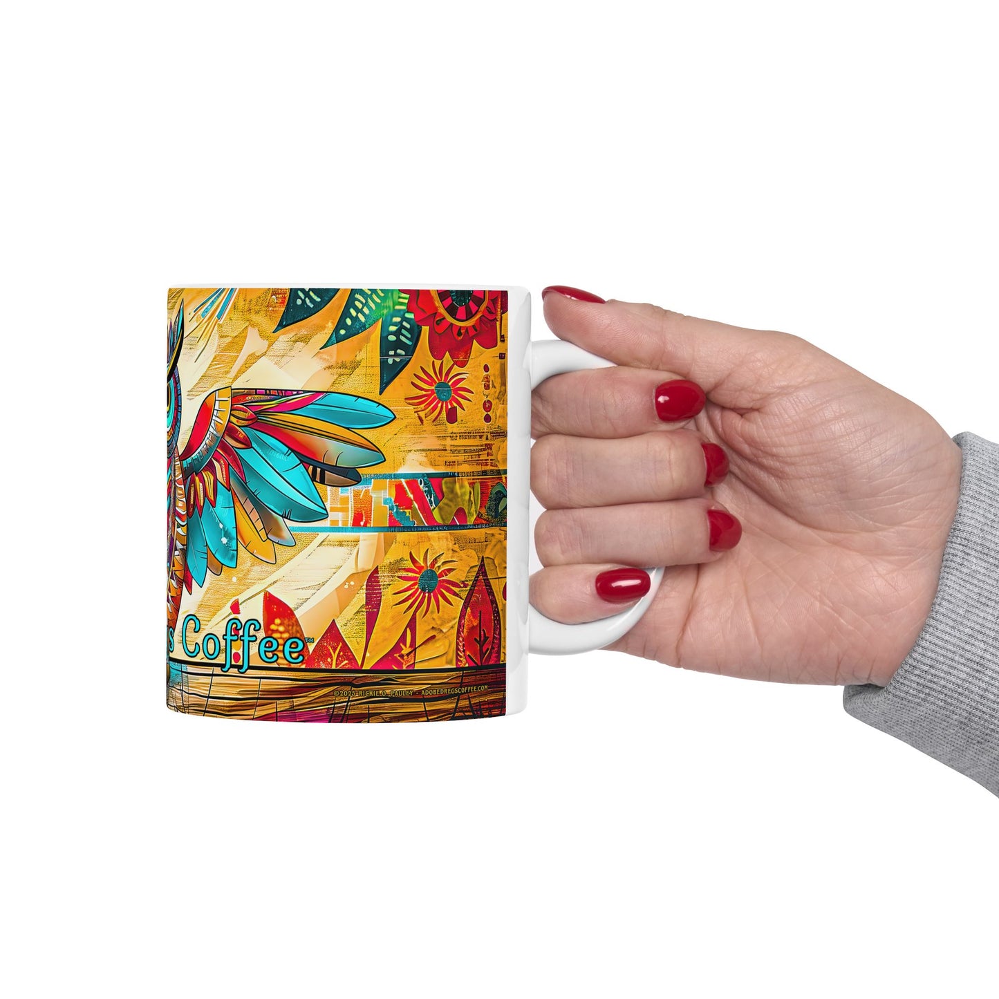 "Owlpaccino" Colorful Owl Ceramic Mug - Available 11oz & 15oz Sizes -Original Artwork by Rickie O. Pauley
