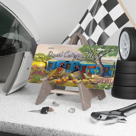 "Quail Covey Cottage" Vanity Plate, Car Tag, Unique Front License Plate, Decorative Auto Accessory, Quail Theme