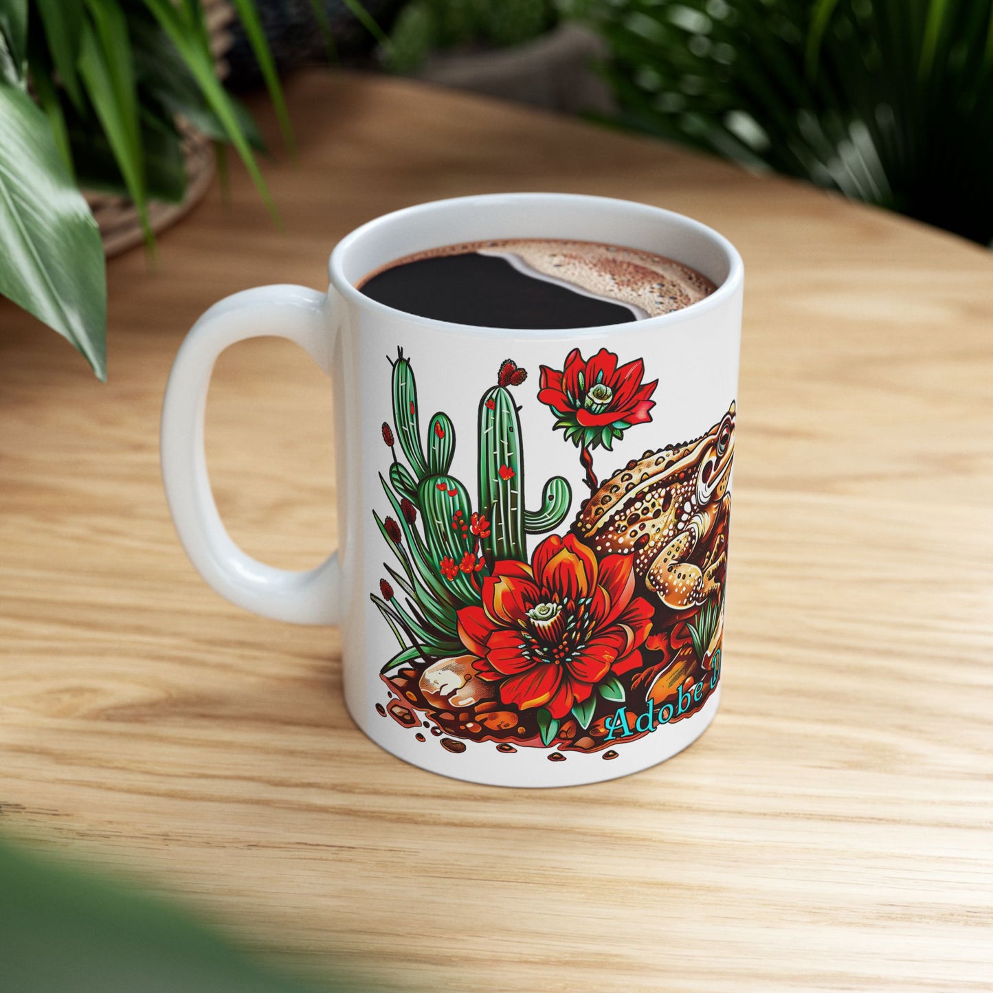 "Printz Ribbitz" - Ceramic Mug, Vibrant Frog and Cacti Mug - Available in both 11oz and 15oz Sizes, Cute Frog Gift Mug!