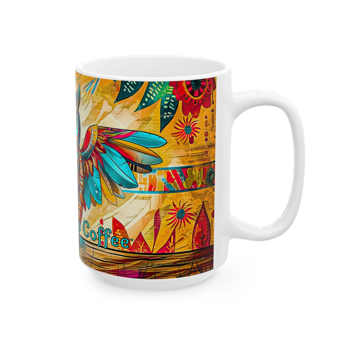 "Owlpaccino" Colorful Owl Ceramic Mug - Available 11oz & 15oz Sizes -Original Artwork by Rickie O. Pauley
