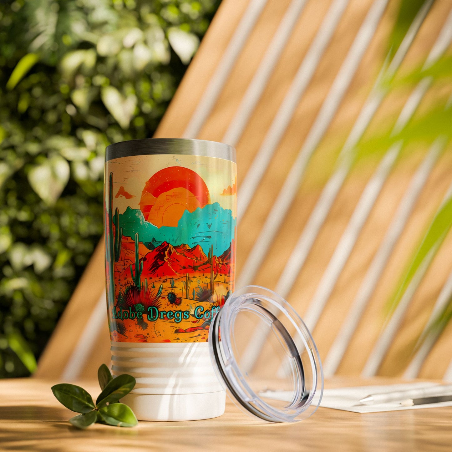 "Saguaro Sunset" 20oz Ringneck Tumbler, Desert Themed Design from Adobe Dregs Coffee