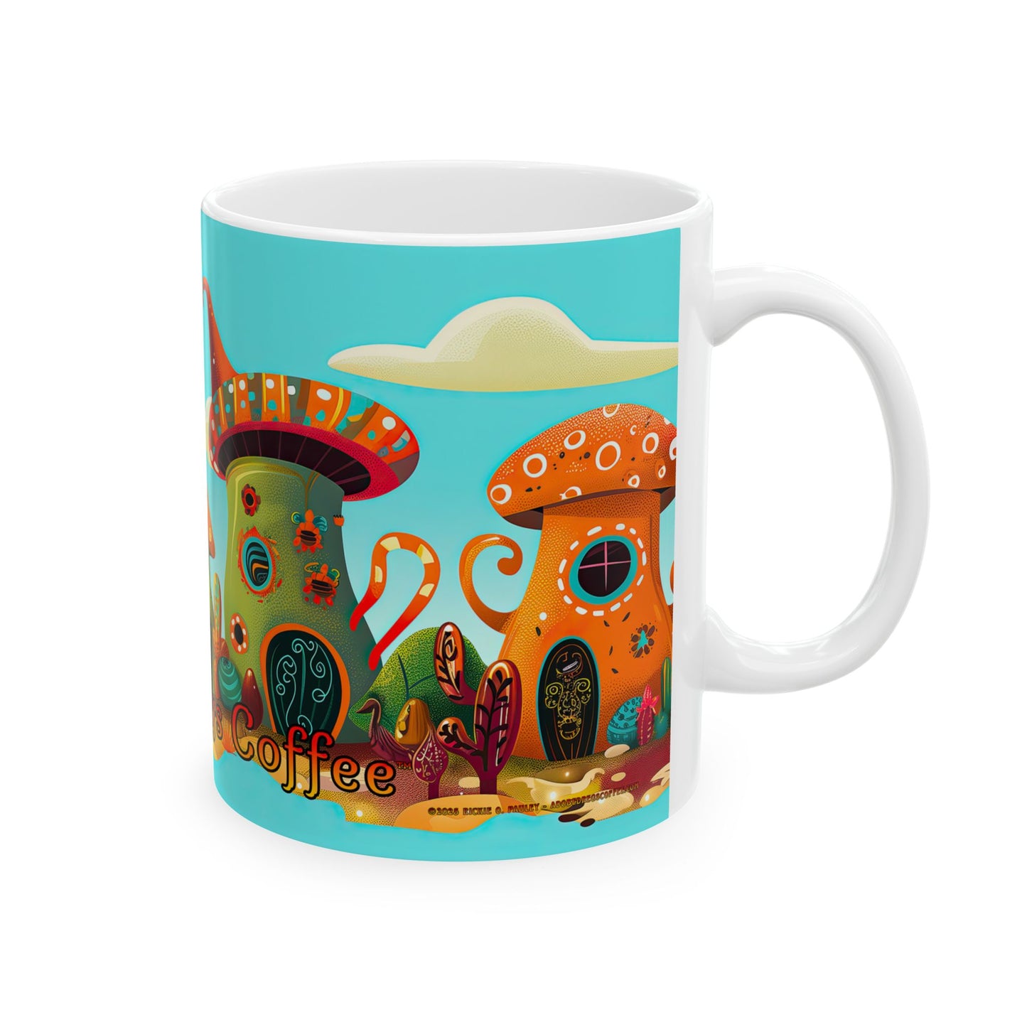 "So Mushroom for Coffee" Colorful Mushroom Themed Ceramic Mug - Available in 11oz and 15oz Sizes