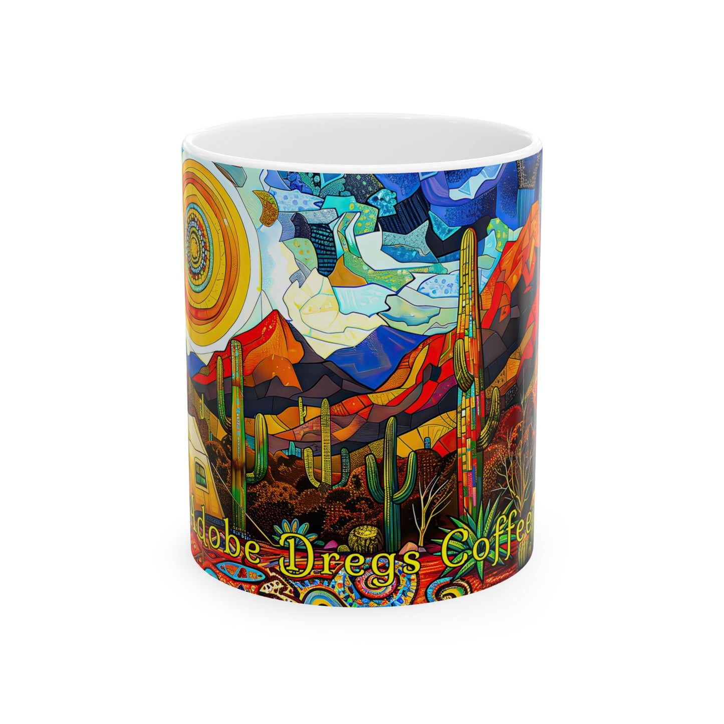 "A Patchwork Desert Camp" Vibrant Ceramic Mug - Available in 11oz and 15oz Sizes